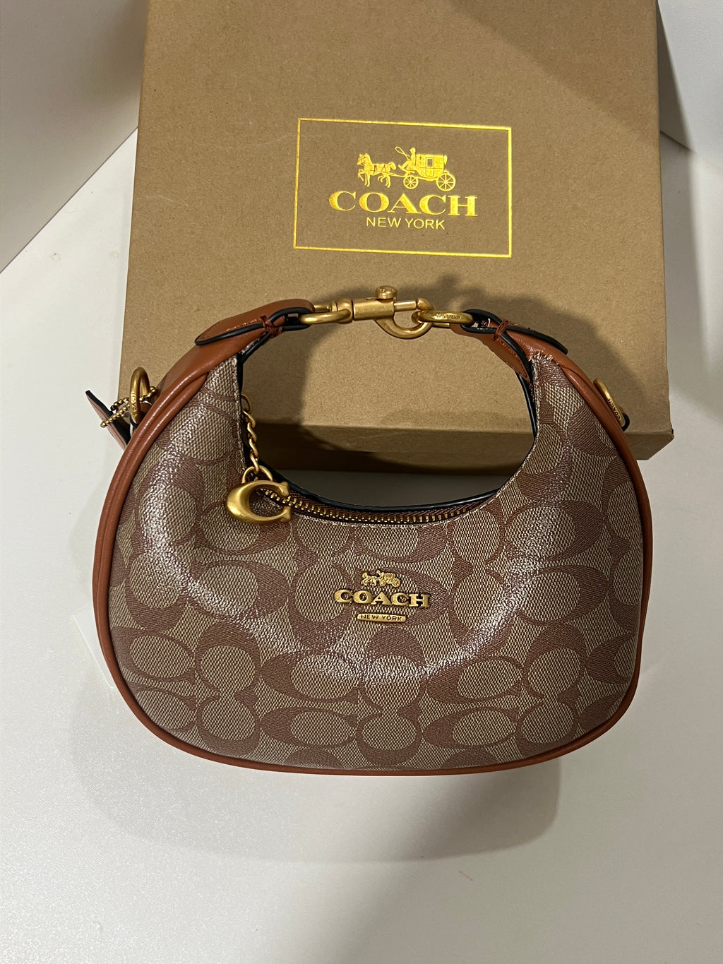 COACH JONIE BAG BROWN (INCLUDE BOX AND LONG STRAP )