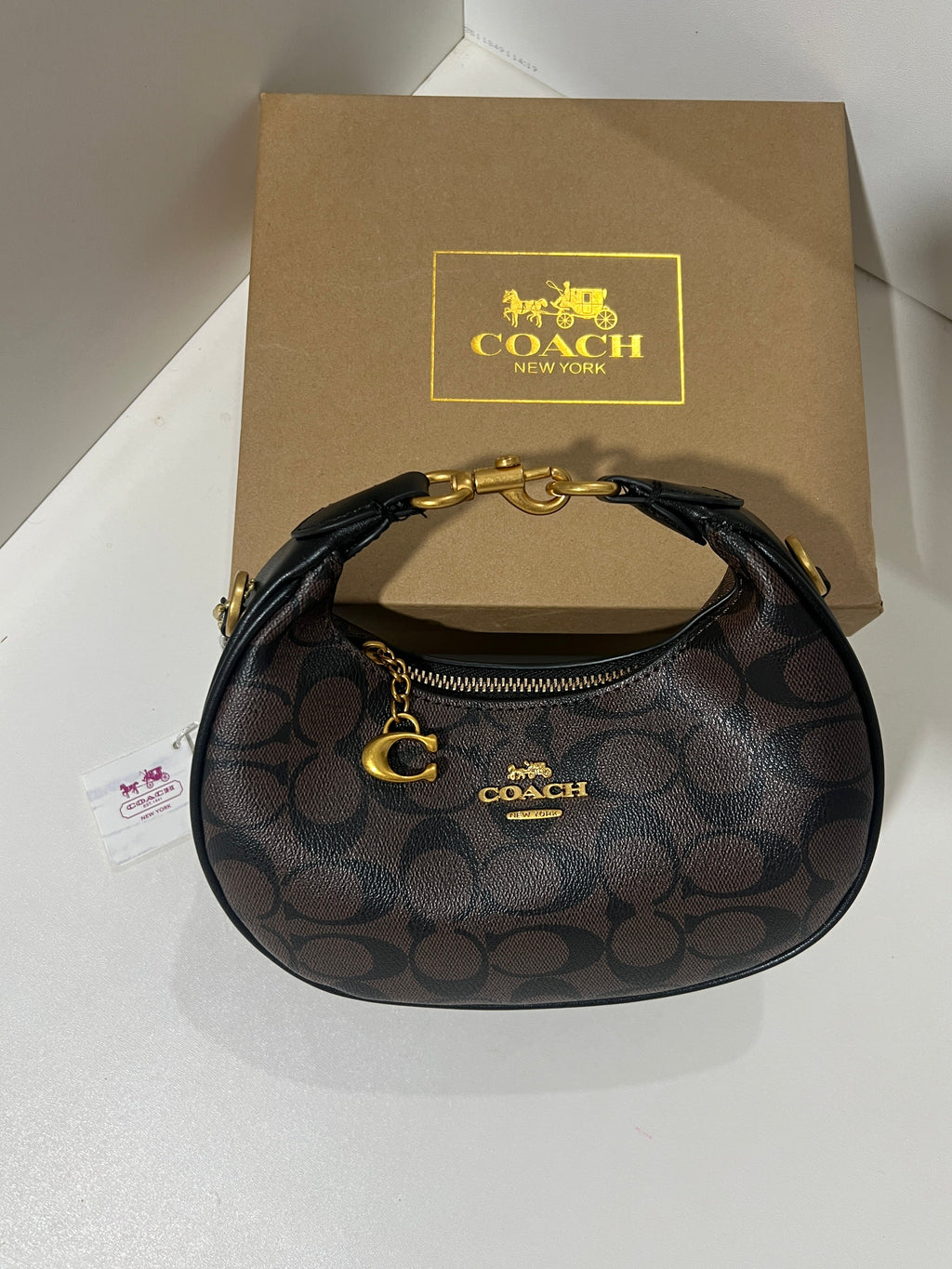 COACH JONIE BAG DARK BROWN (INCLUDE BOX AND LONG STRAP )