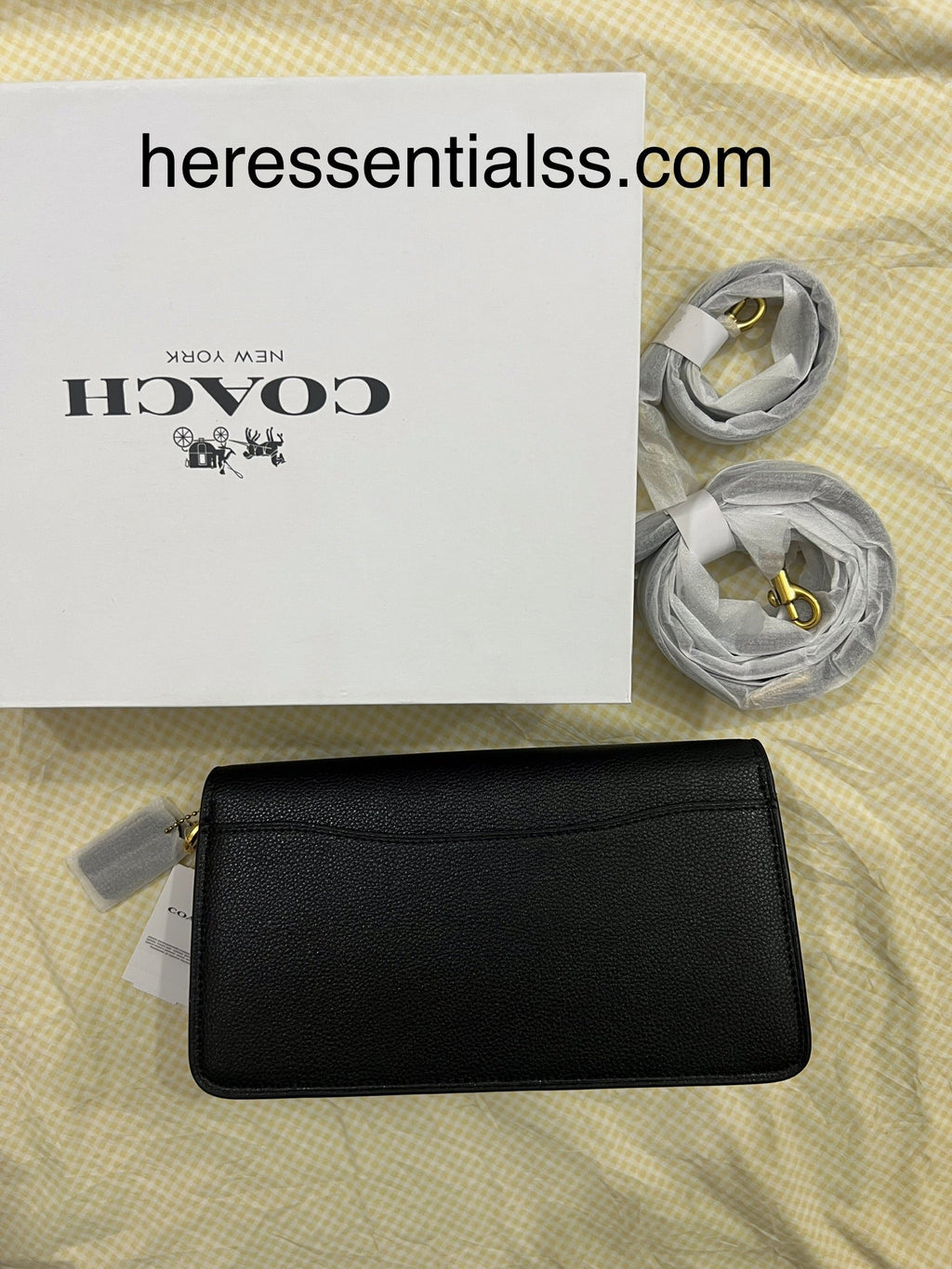 BLACK SIGNATURE COACH TAB 26 BAG (WITH STRAPS & BOX)