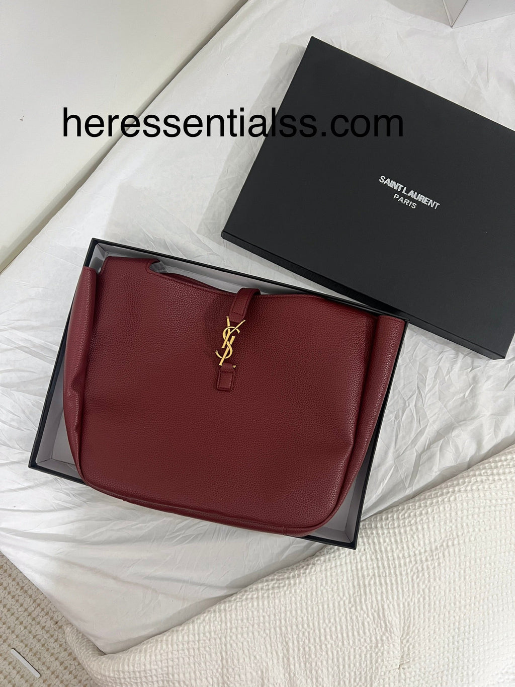 YSL INSPIRED TOTE BAG IN BURGUNDY ( WITH BOX AND MINI POUCH )