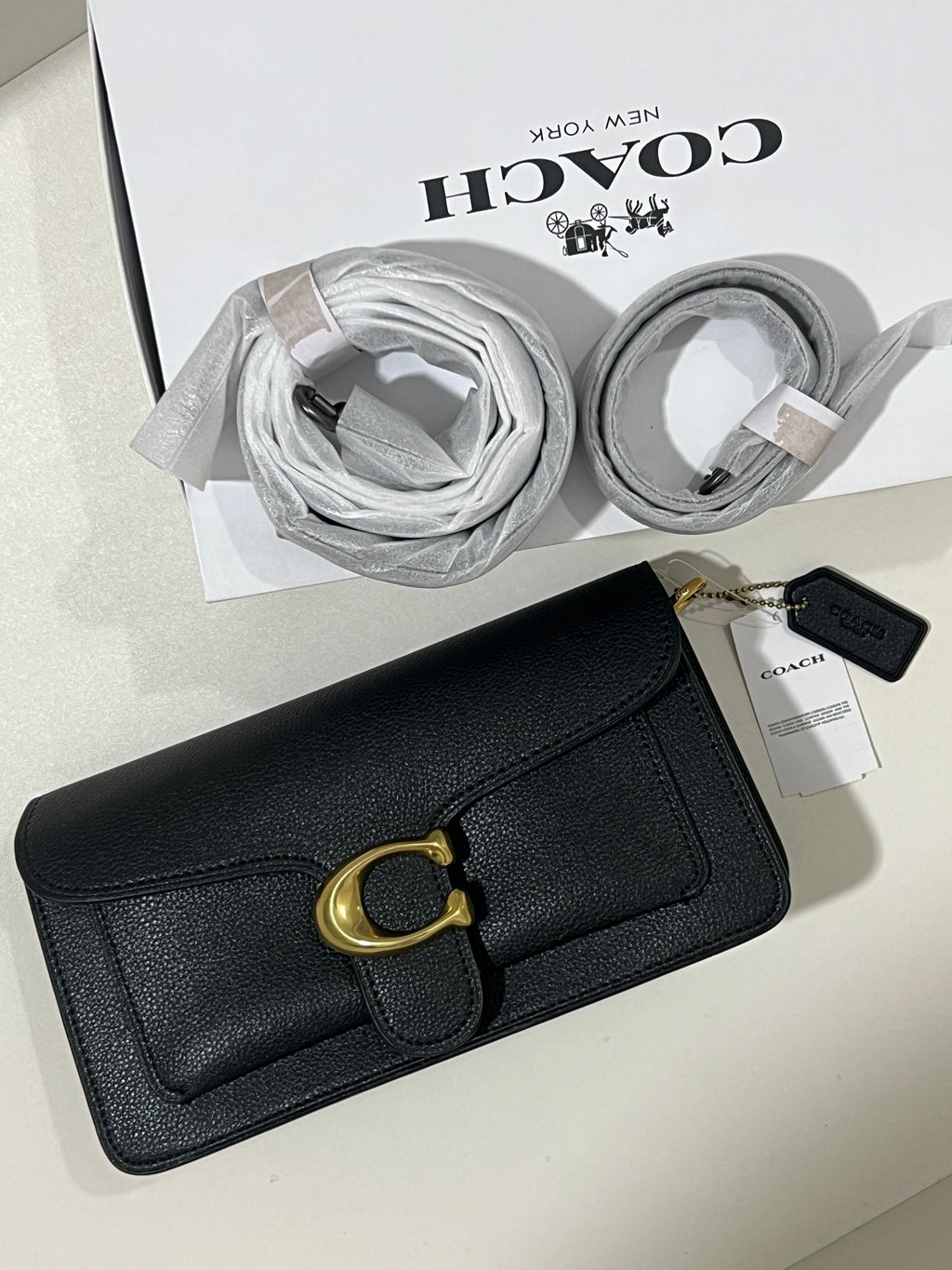 BLACK SIGNATURE COACH TAB 26 BAG (WITH STRAPS & BOX)