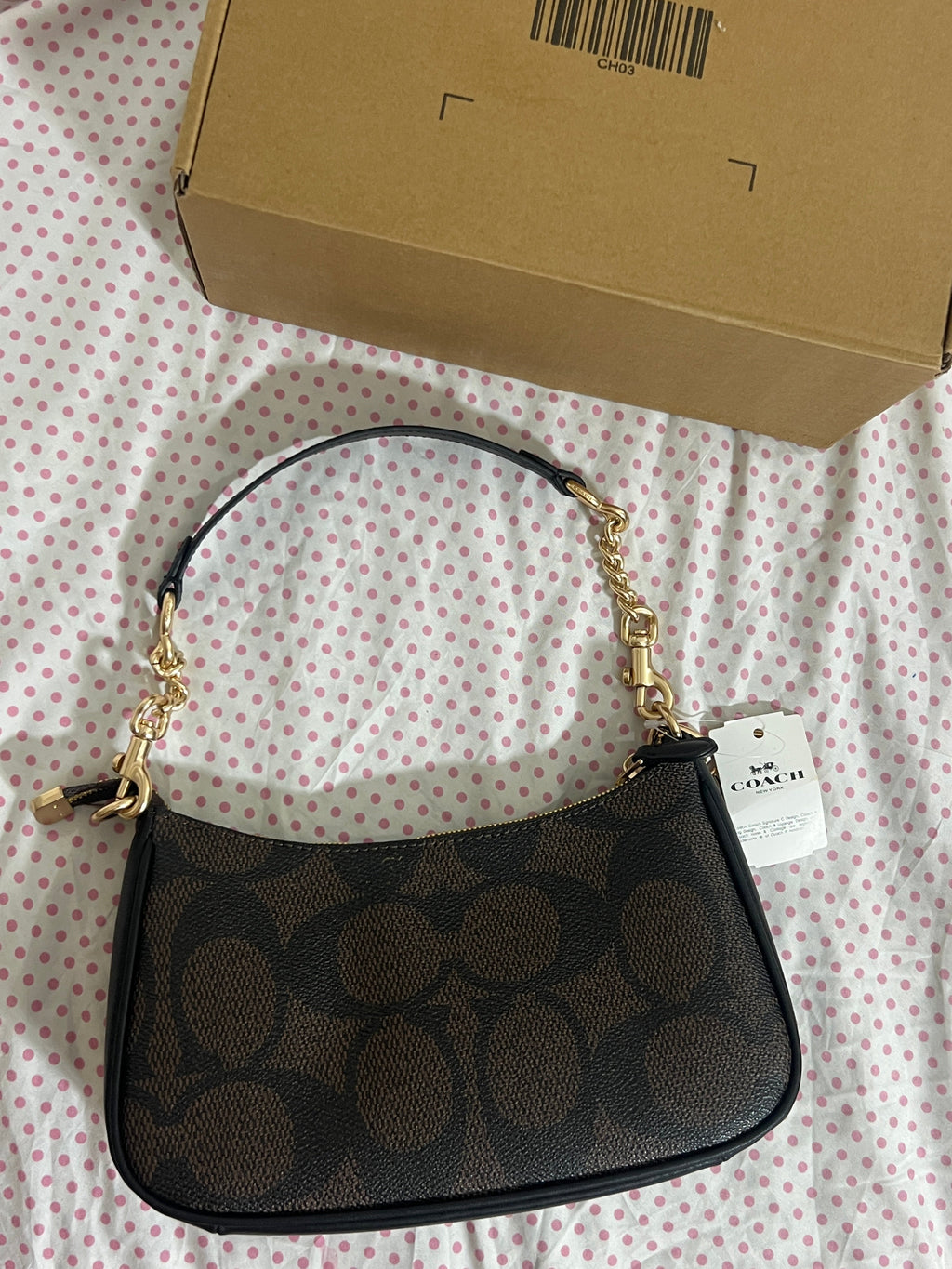 Coach Teri Shoulder Bag (with Box, Charm and  long strap)