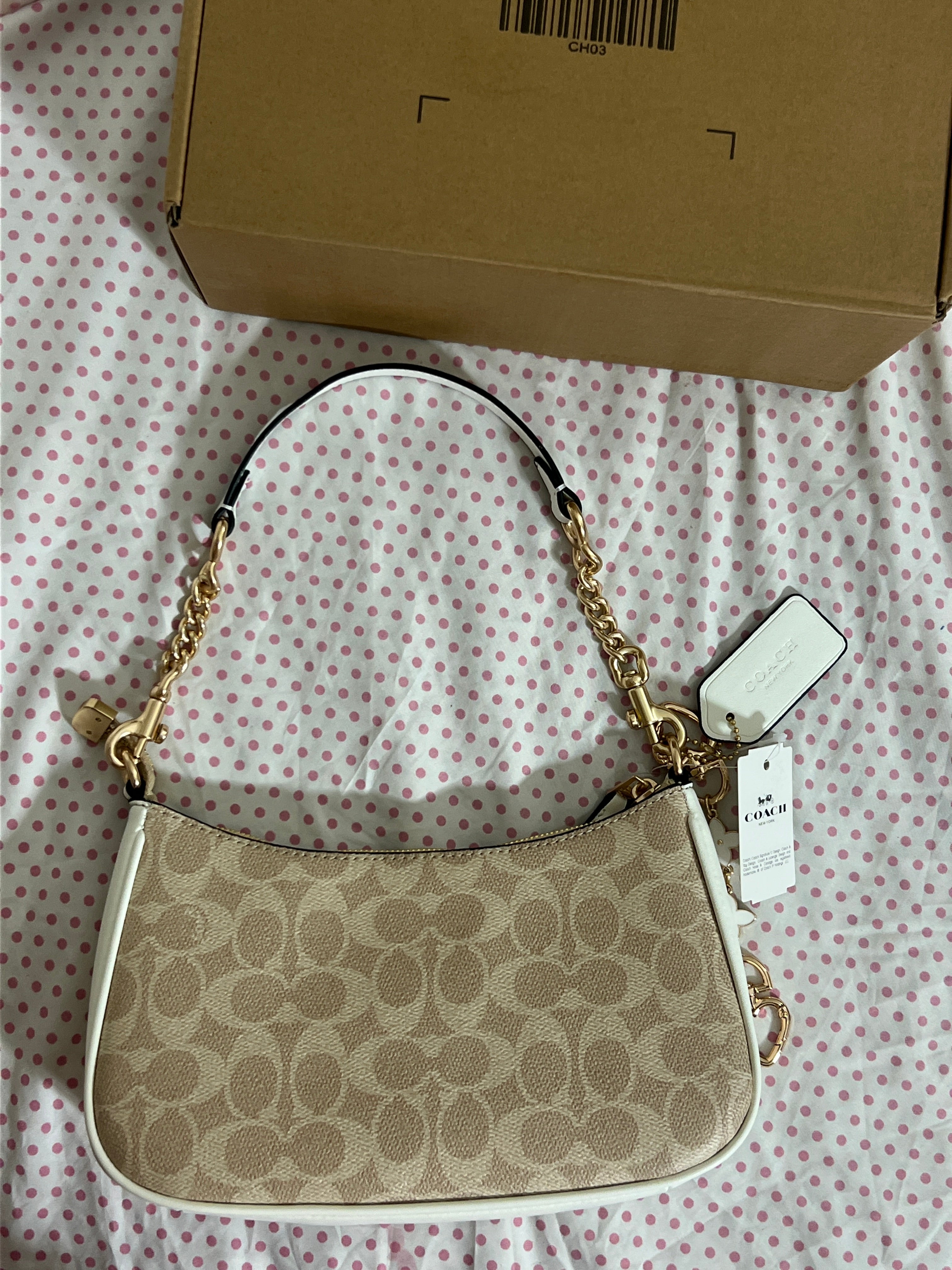 Coach Teri Shoulder Bag (with Box, Charm and  long strap)